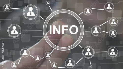 Businessman push button info network web icon
