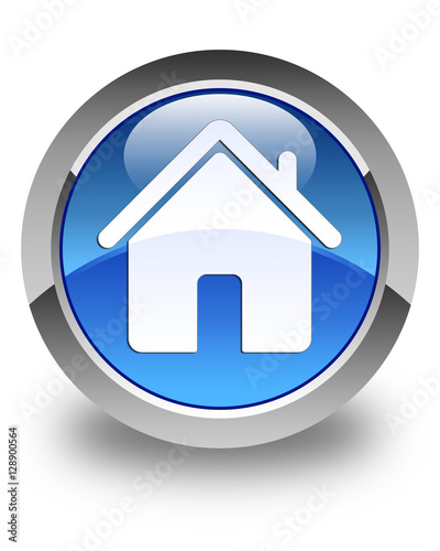 Home icon glossy blue round button