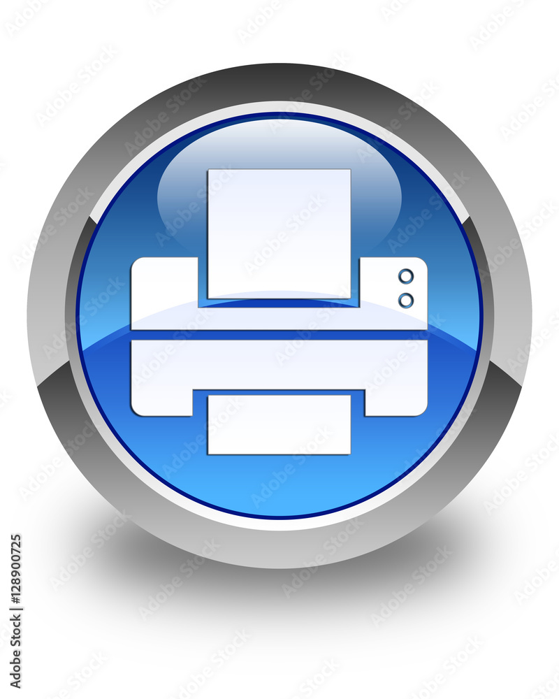 Printer icon glossy blue round button Printer icon glossy blue round button
