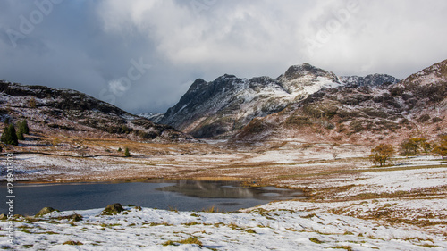Wintery scene taken at Blea Tarn in Cumbria on the Little Langdale to Great Langdale road. It has a backdrop of the Langdale Pikes photo