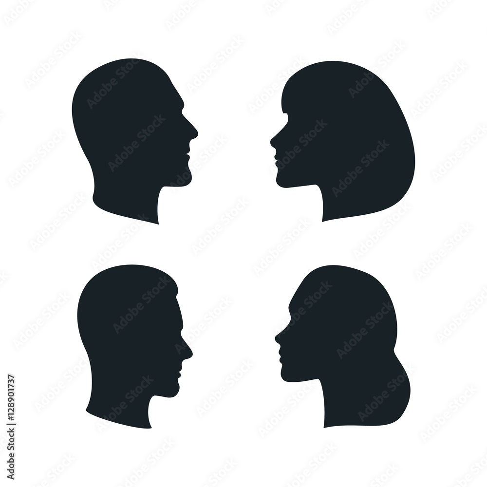 Vector Male and Female Profile Silhouettes