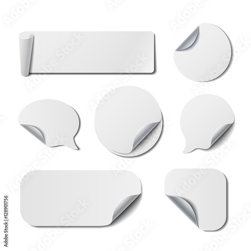 Set of White Isolated Stickers