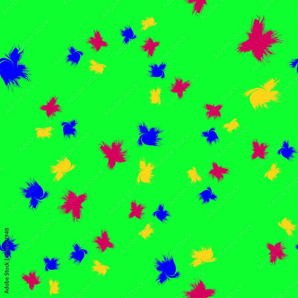 Abstract seamless pattern with colorful spots. Blue, yellow and red stains on a green background Abstract seamless pattern with colorful spots. Blue, yellow and red stains on a green background