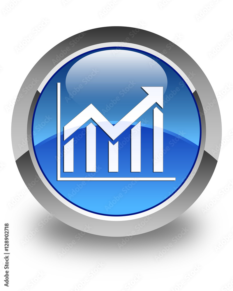 Statistics icon glossy blue round button Statistics icon glossy blue round button