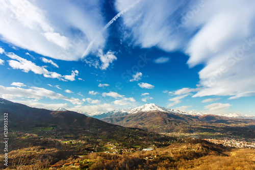 Monte Bianco view and mountainscape in north Italy