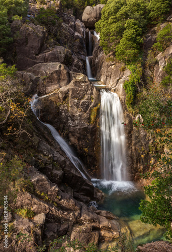 a Sunny Day in Arado Waterfall  Geres National Park  Portugal