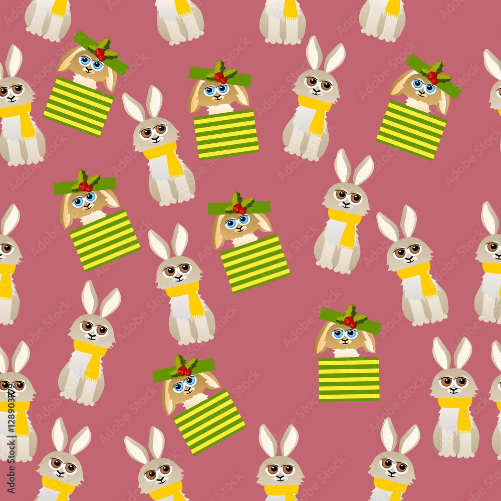 Naklejka premium cute rabbit with scarf