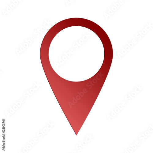 Punto di geolocalizzazione di colore rosso con ombra isolato su sfondo bianco _ perno geo rosso  photo