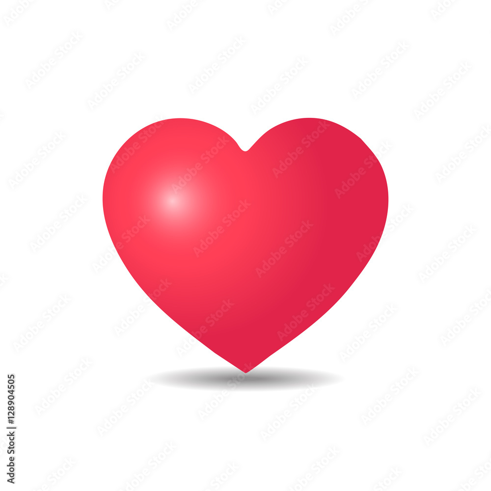 Valentine's Day. Red heart on white background vector illustration