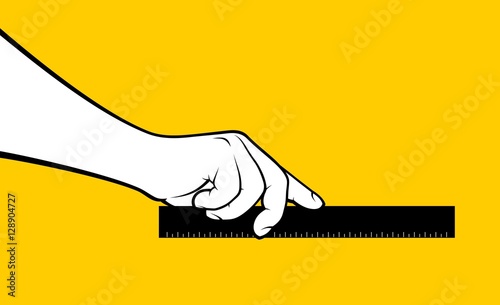 Man hand using ruler