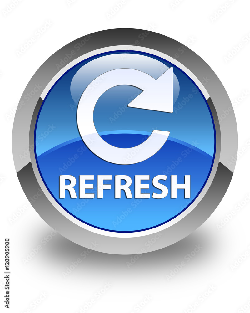 Refresh (rotate arrow icon) glossy blue round button Refresh (rotate arrow icon) glossy blue round button