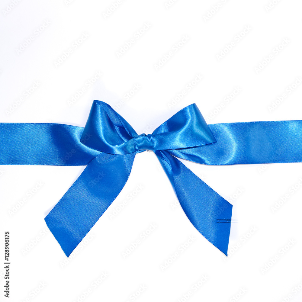 Blue celebratory bow with a blue tape Blue celebratory bow with a blue tape