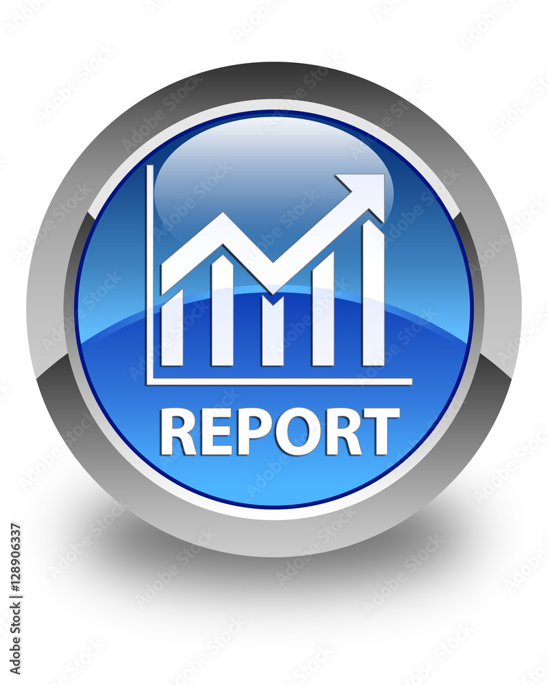Report (statistics icon) glossy blue round button