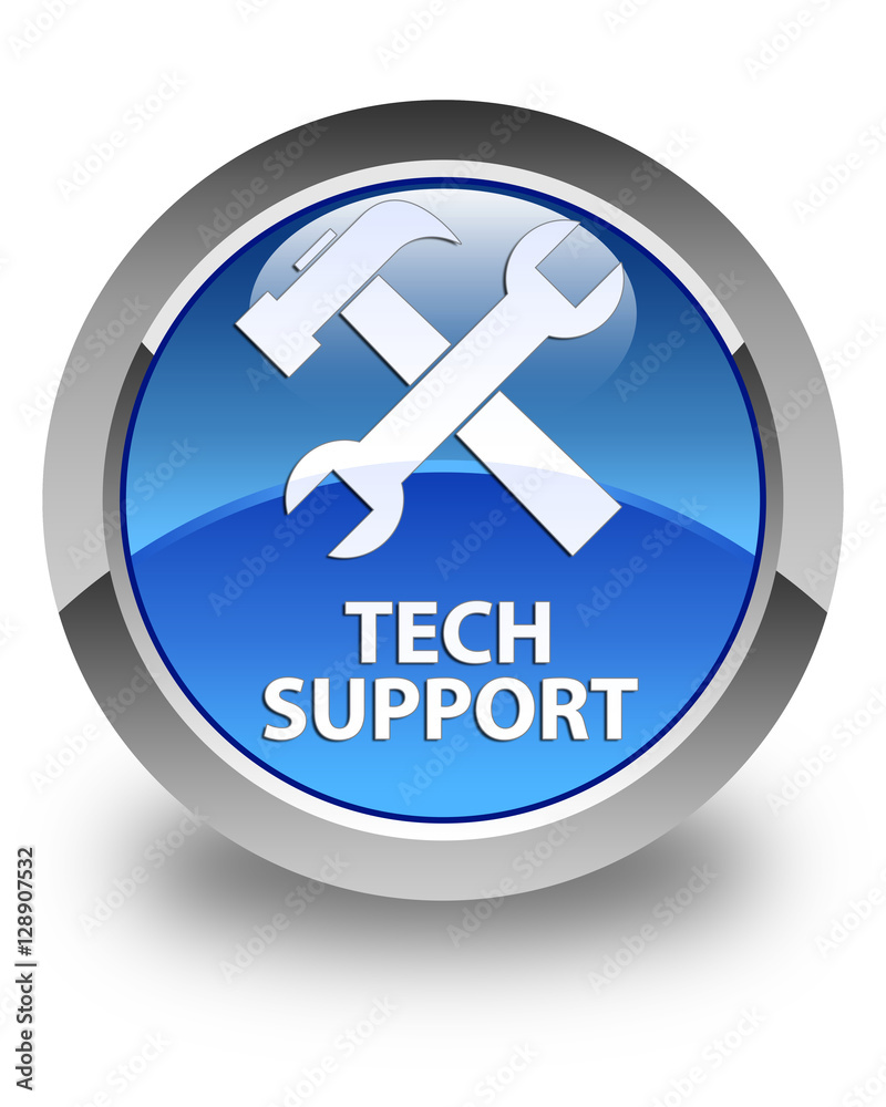Tech support (tools icon) glossy blue round button Tech support (tools icon) glossy blue round button