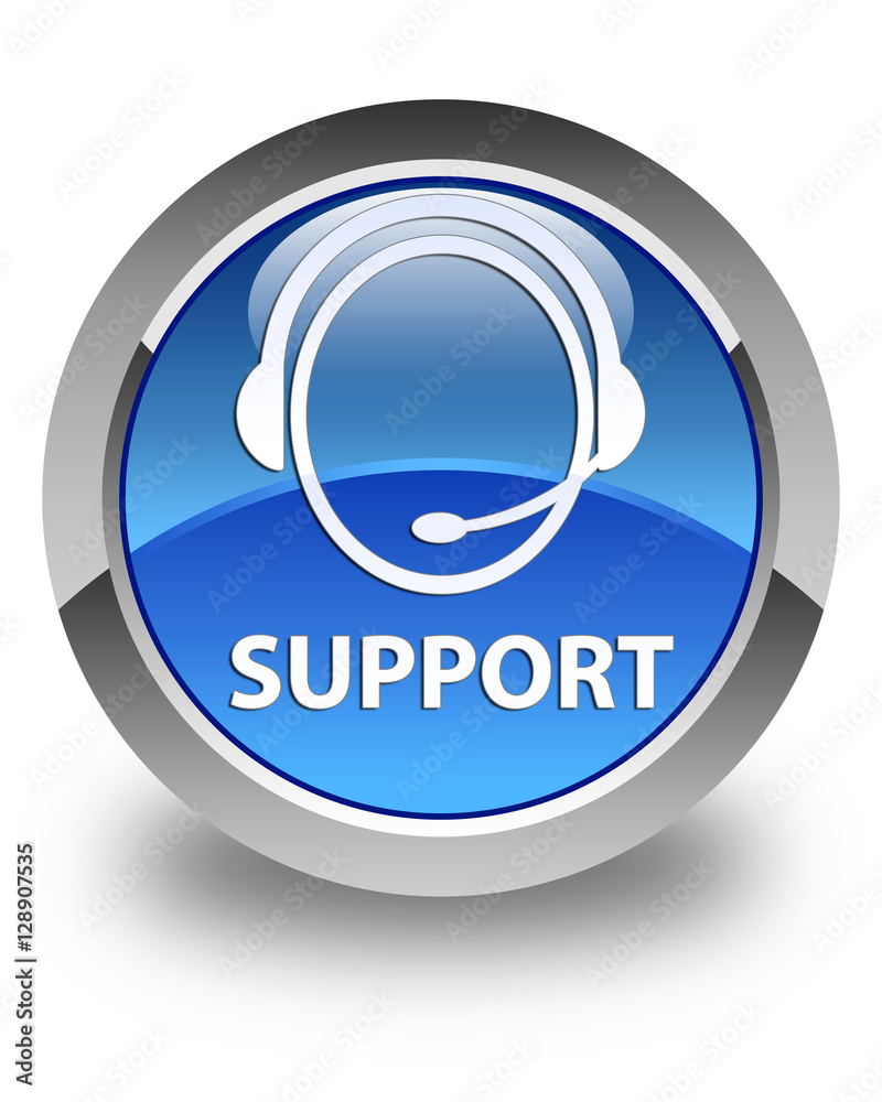 Support (customer care icon) glossy blue round button Support (customer care icon) glossy blue round button