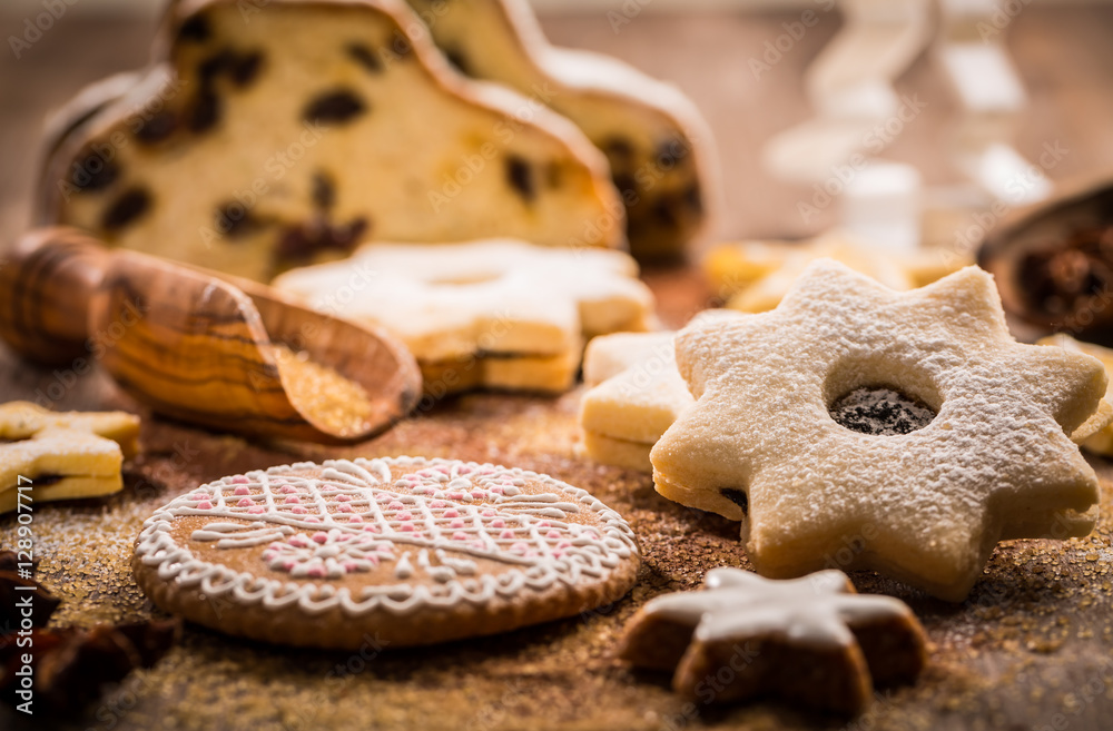 Christmas stollen with cookies