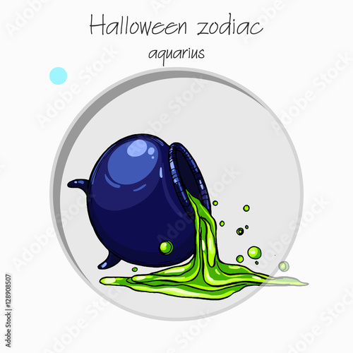 Colorful and funny halloween zodiac sign. Air element.