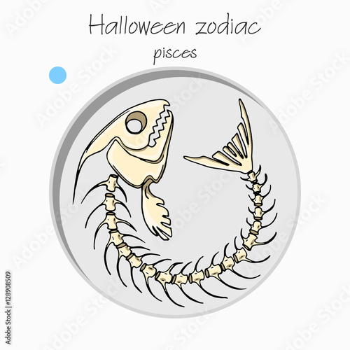 Colorful and funny halloween zodiac sign. Water element.