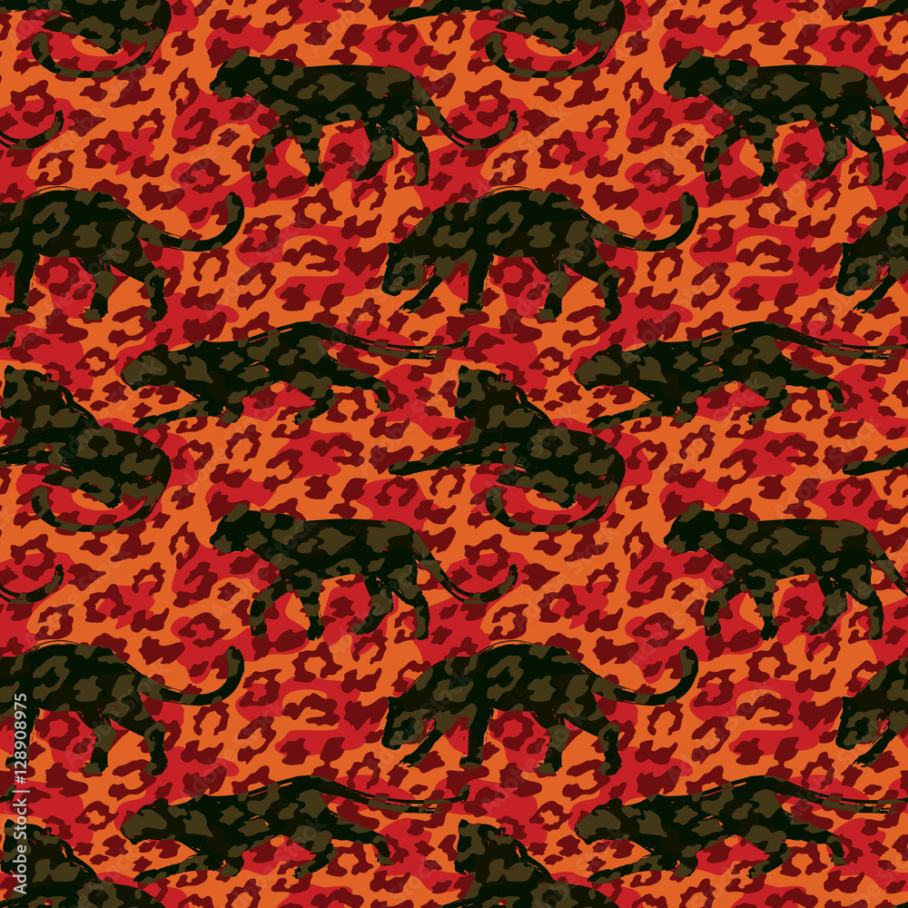 Seamless exotic pattern with abstract silhouettes of animals. Seamless exotic pattern with abstract silhouettes of animals.