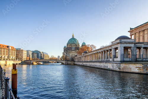 Berlin Cathedral (Berliner Dom) and Museum Island (Museumsinsel) reflected in Spree River, Berlin, Germany, Europe