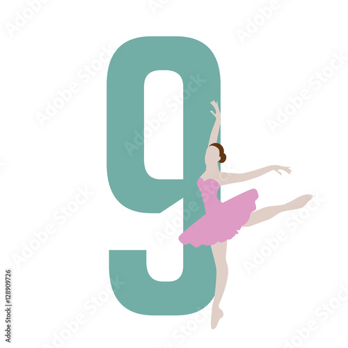 Nine ladies dancing Christmas illustration. EPS 10 vector.