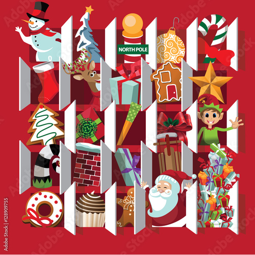 Countdown to Christmas Advent Calendar. Final day, day 1. EPS 10 vector.