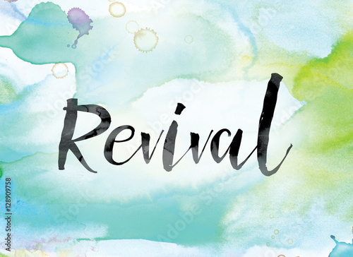 Revival Colorful Watercolor and Ink Word Art photo
