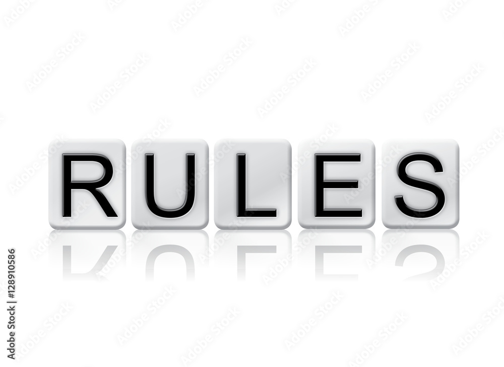 Rules Isolated Tiled Letters Concept and Theme