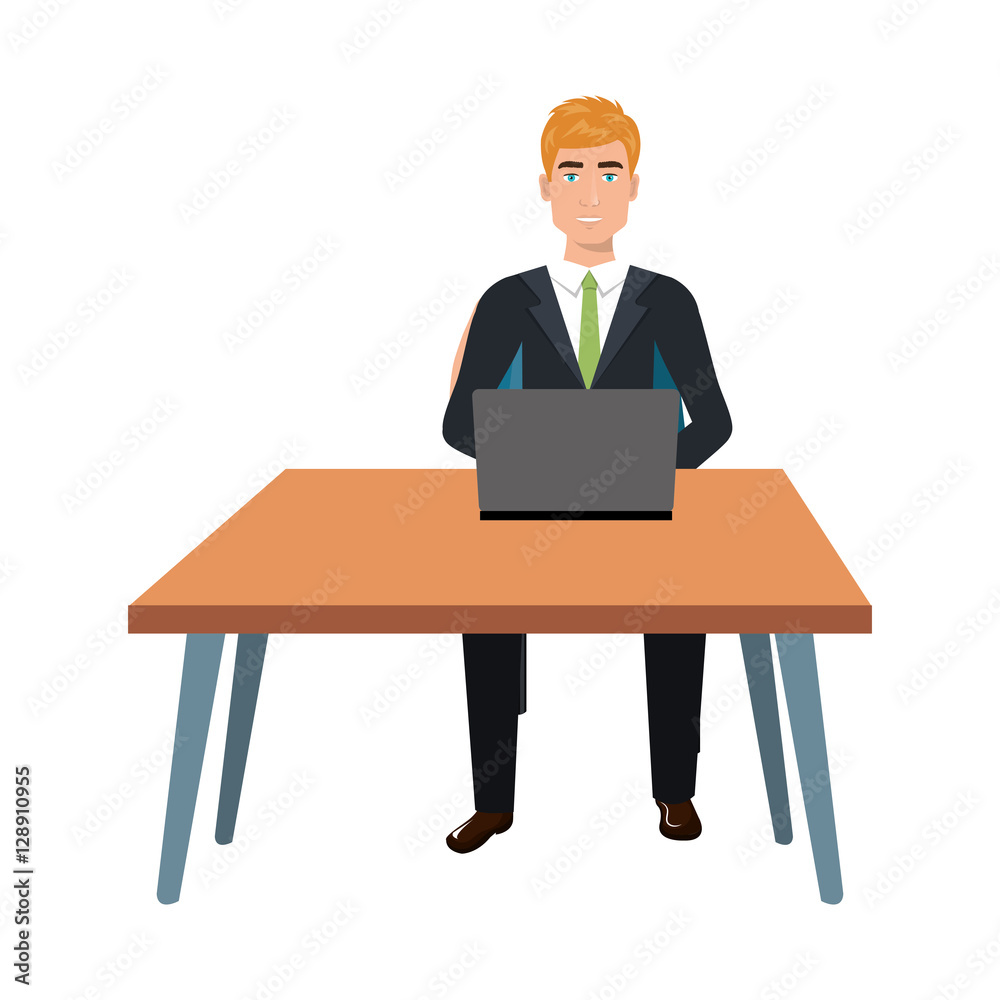 business person sitting in workplace vector illustration design business person sitting in workplace vector illustration design