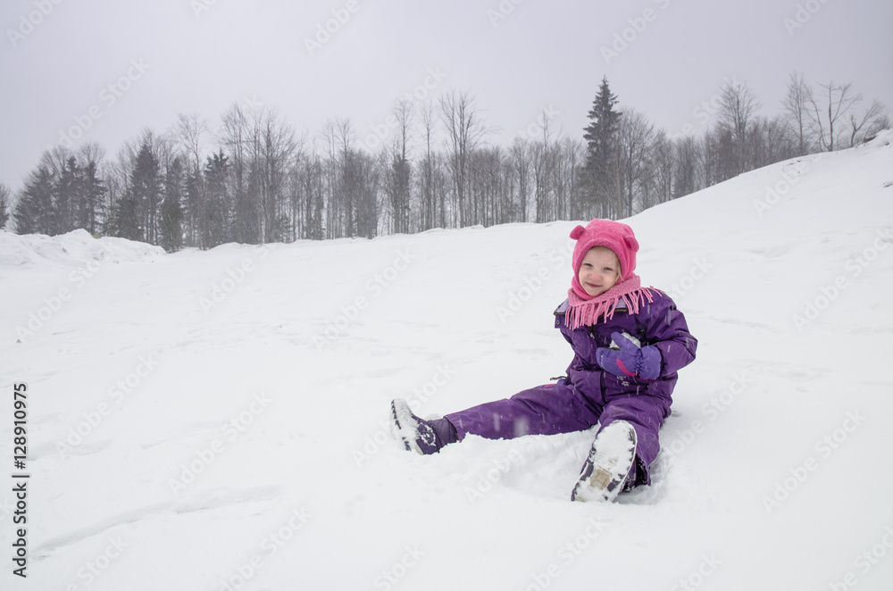 enjoying snow in woods