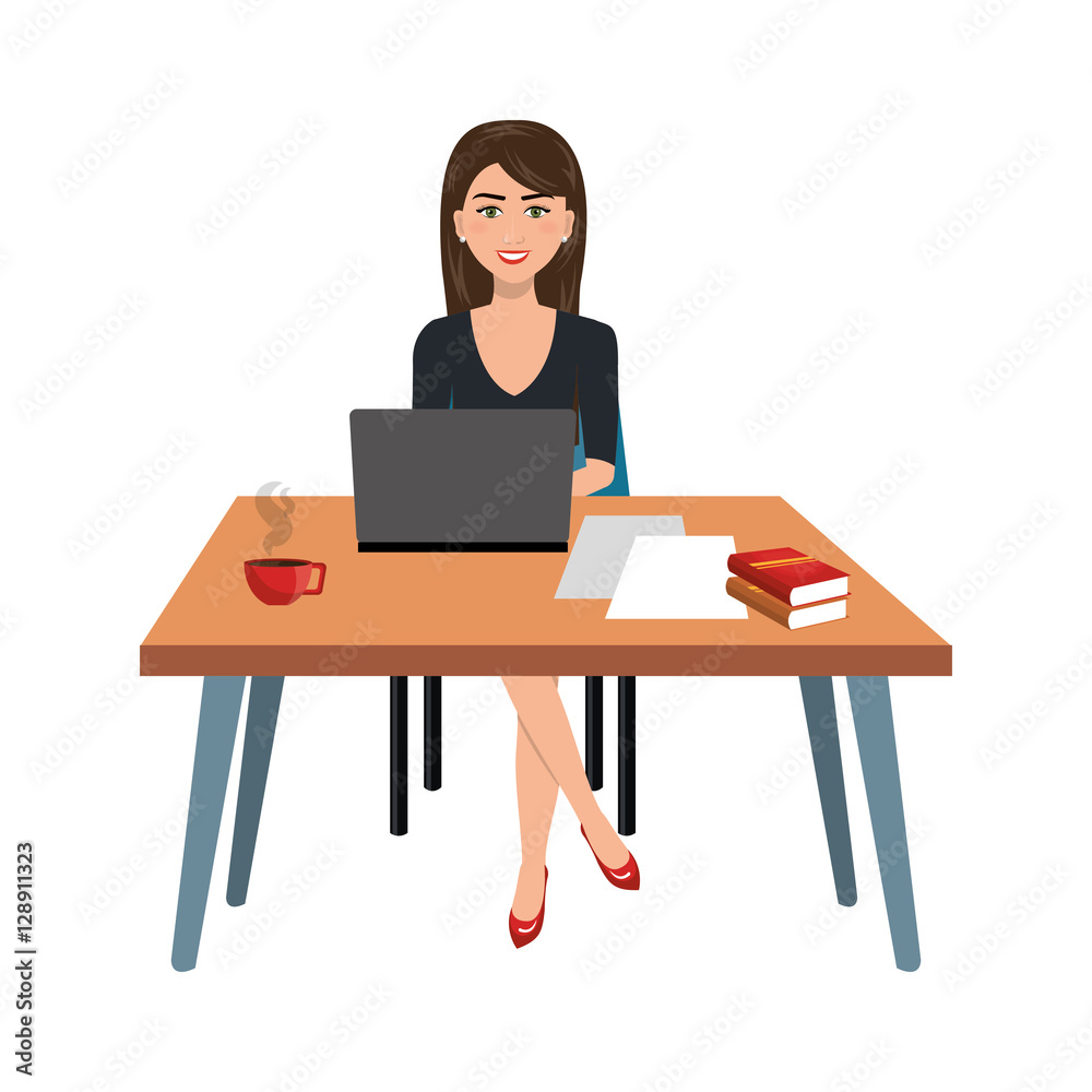 business person sitting in workplace vector illustration design business person sitting in workplace vector illustration design