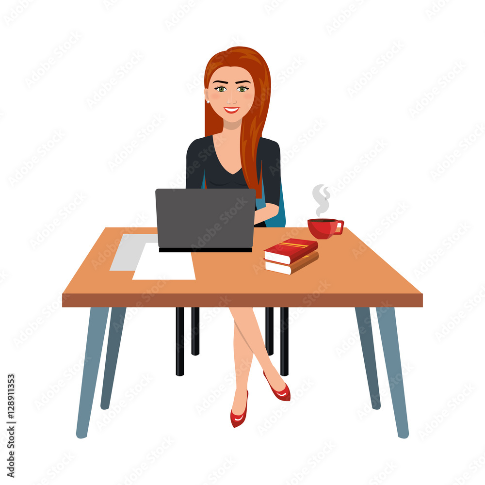 business person sitting in workplace vector illustration design business person sitting in workplace vector illustration design
