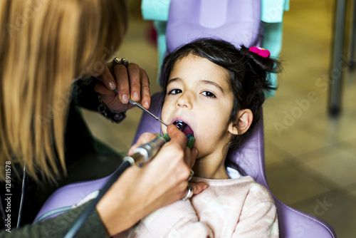 Little girl at the dentist