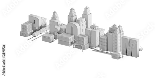 3d render of a mini city  typography 3d of the name pequim