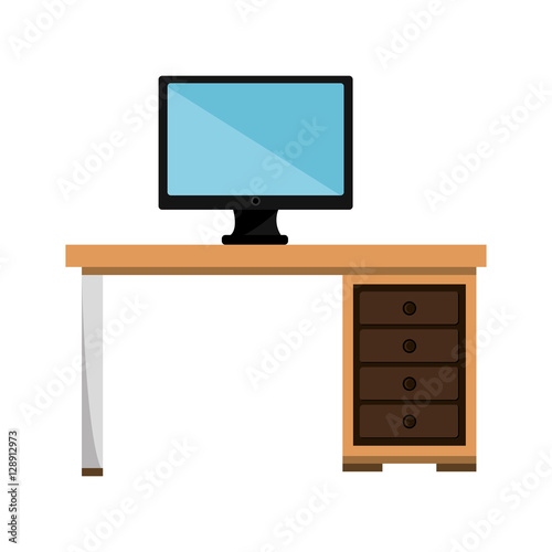 office desk work place vector illustration design