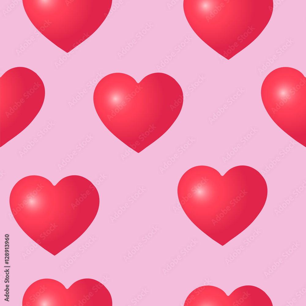 Seamless heart pattern. Can be used for printing onto fabric, paper, for background images. Romantic heart pattern on a pink background