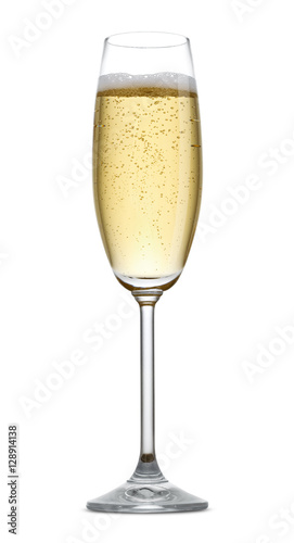 A glass of champagne isolated on a white background