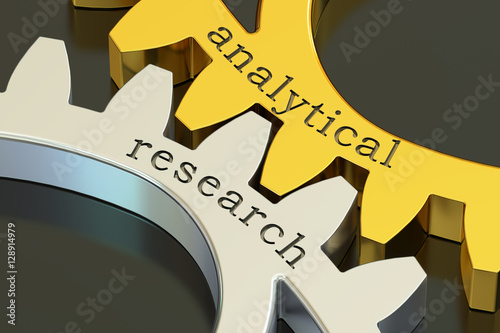 analytical research concept on the gearwheels, 3D rendering