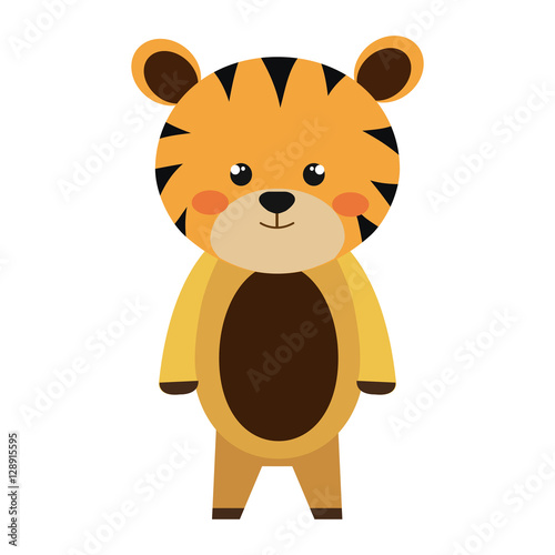Fényképezés cute little tigger animal character vector illustration design