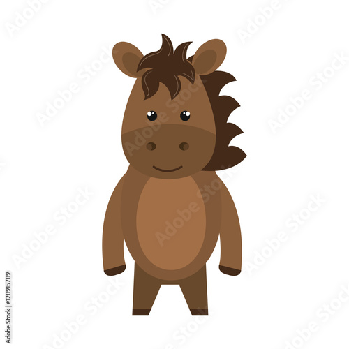 cute little horse animal character vector illustration design