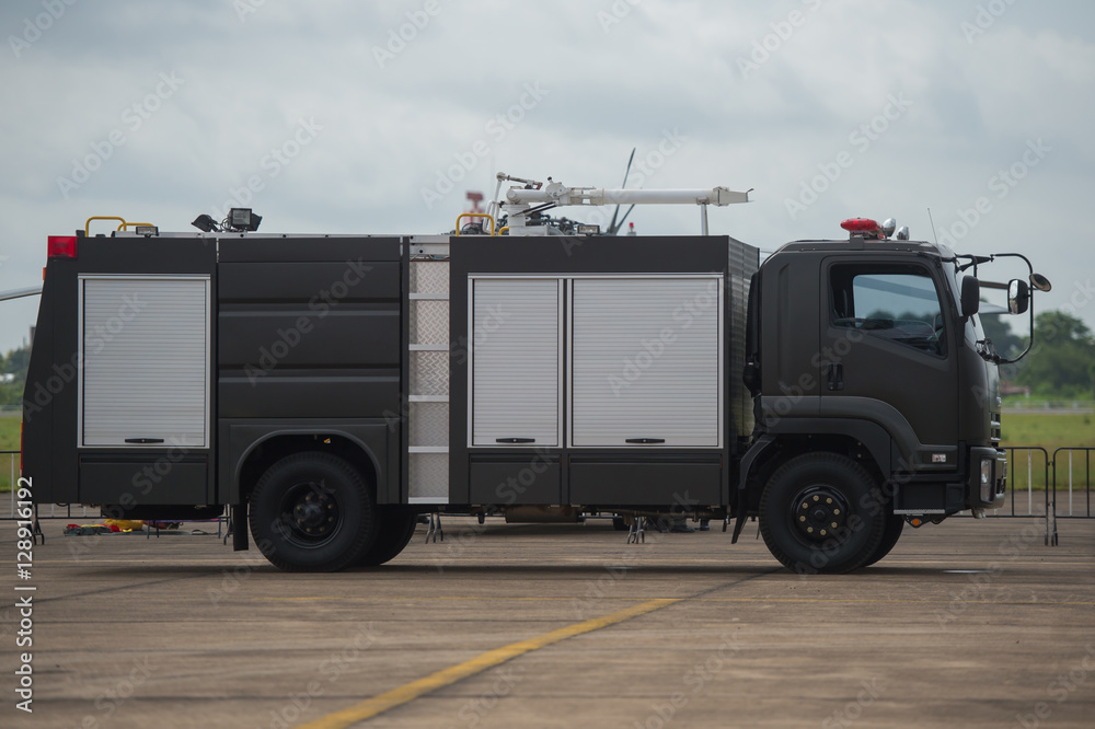 Obraz premium fire brigade at the airport with green color