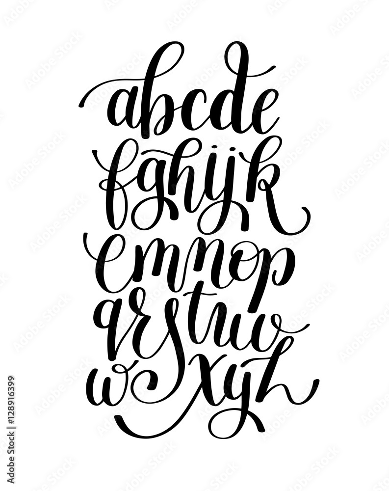 black and white hand lettering alphabet design Stock Vector | Adobe Stock