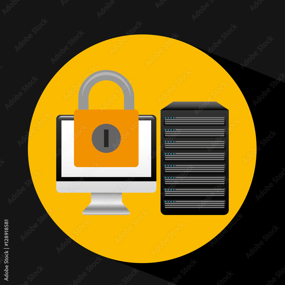 Obraz premium pc data base security padlock arrow vector illustration eps 10