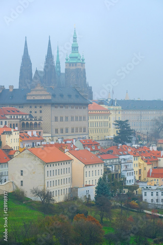 Wallpaper Mural Prague, Czechia - November, 24, 2016: panorama of an old Prague with St. Vitus Cathedral and Prague Castle, Czechia Torontodigital.ca