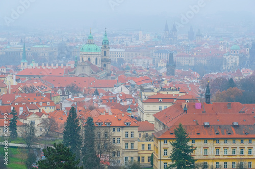 Prague, Czechia - November, 21, 2016: panorama of a historical part of Prague, Czechia