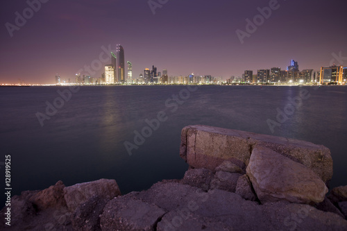 Abu Dhabi skyline in the evening