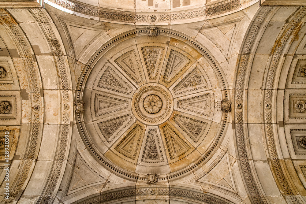 Decorativ Sandsotne ceiling of an entrance portal of the Zwinger in Dresden, Germany.