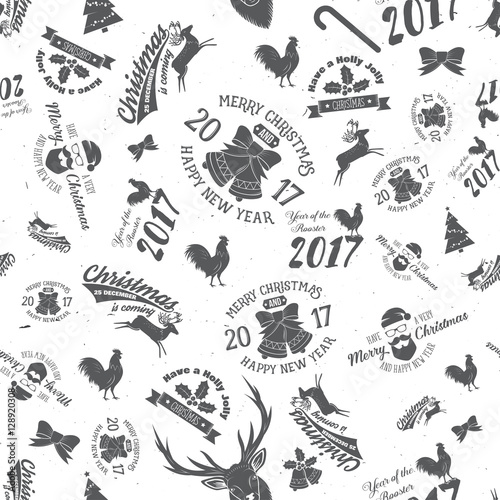 Wallpaper Mural Merry Christmas and Happy New Year 2017 seamless pattern. Torontodigital.ca