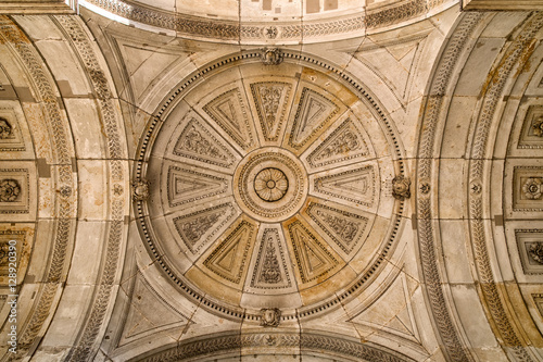 Decorativ Sandsotne ceiling of an entrance portal of the Zwinger in Dresden, Germany.