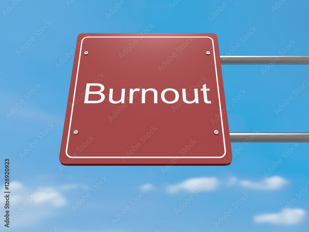 Obraz premium Red Road Sign Burnout Against A Cloudy Sky, 3d illustration